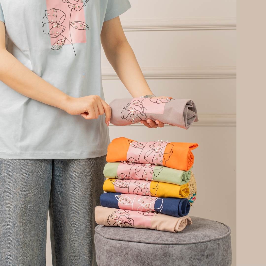تیشرت نگین دوزی گل