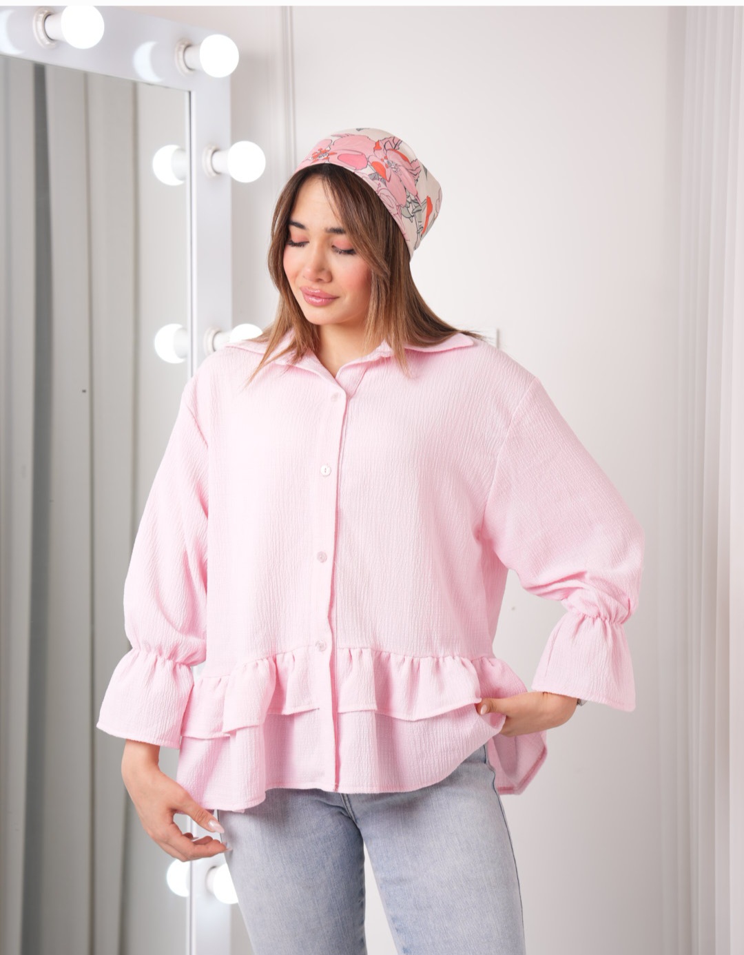 شومیز پایین چین عروسکی دلربا صورتی