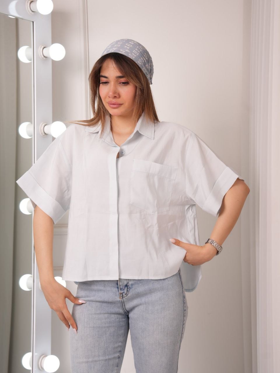 شومیز تک جیب نسیم آبی