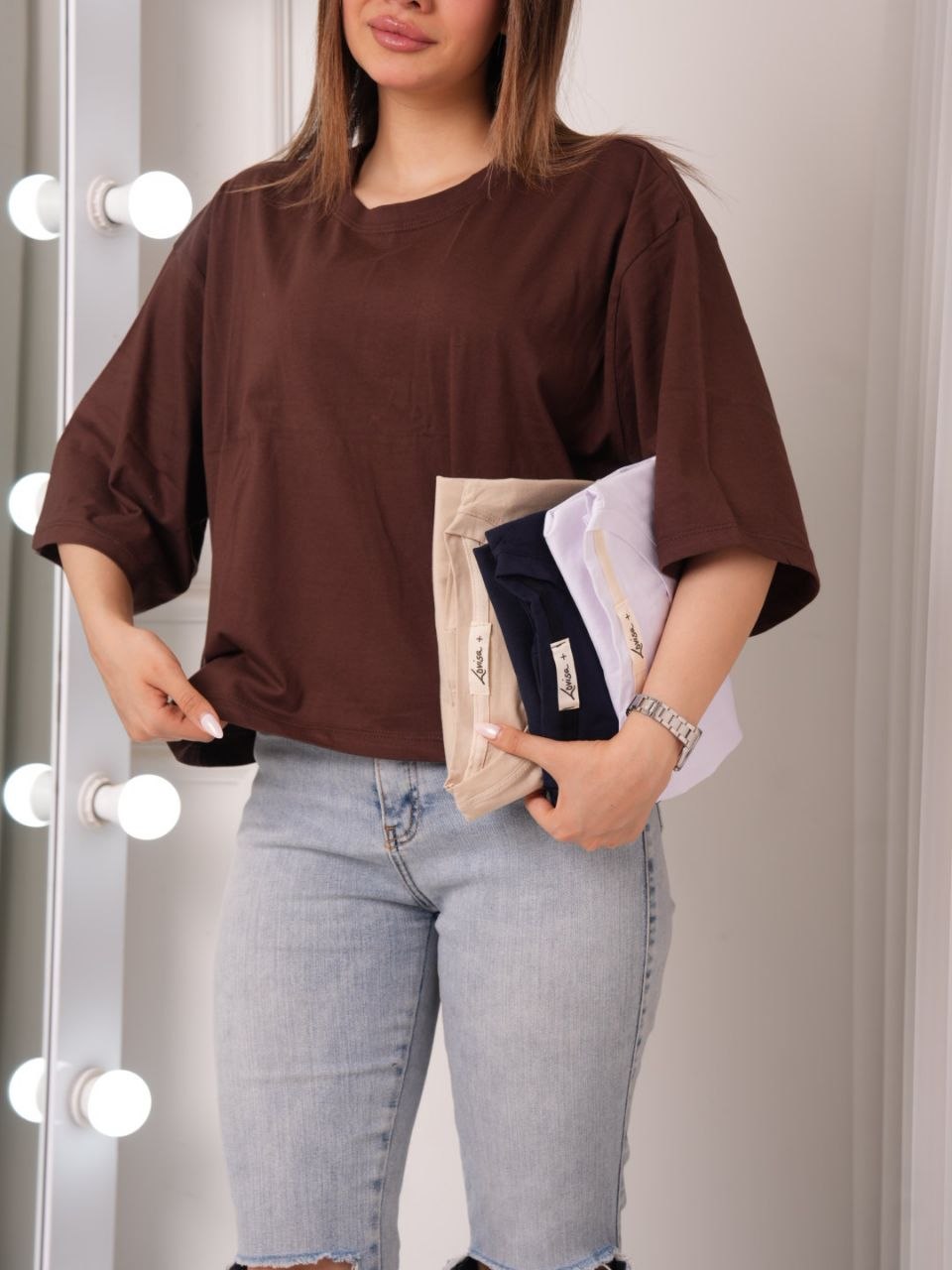 تیشرت سوپر باکسی laviz قهوه ای