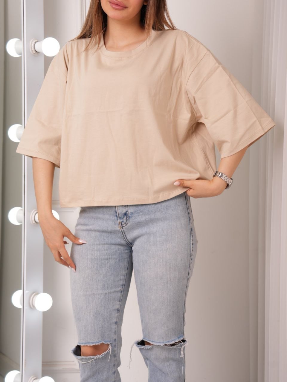 تیشرت سوپر باکسی laviz نسکافه ای