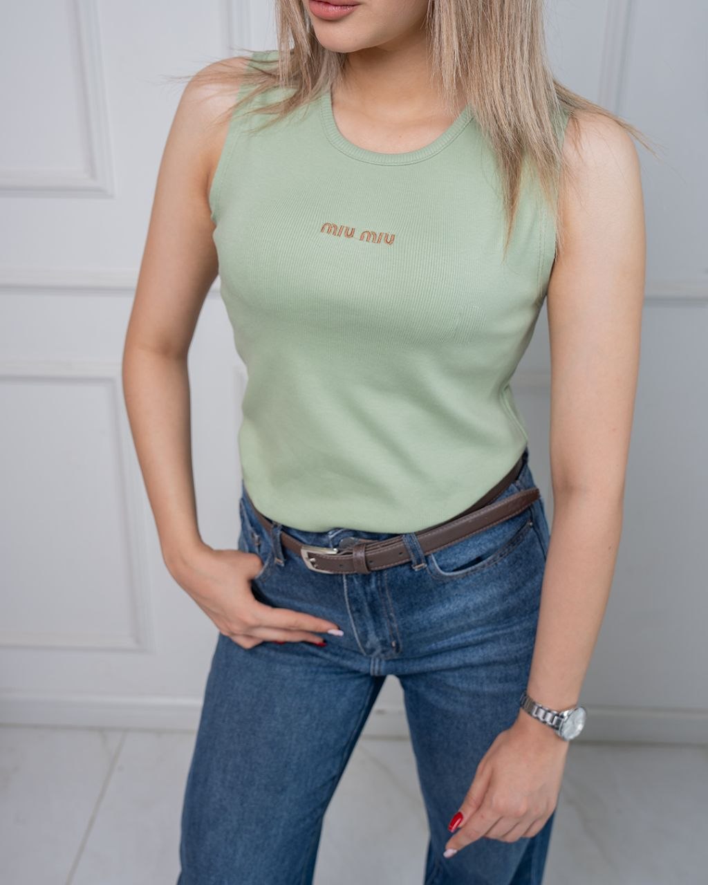تاپ کبریتی miu miu سبز سدری