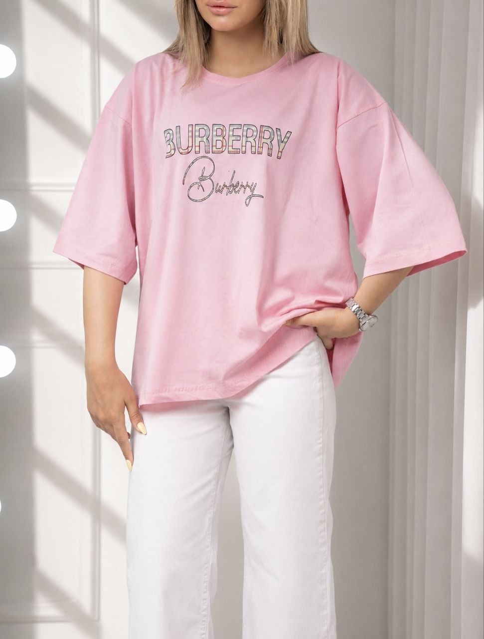 تیشرت باکسی Buberry صورتی
