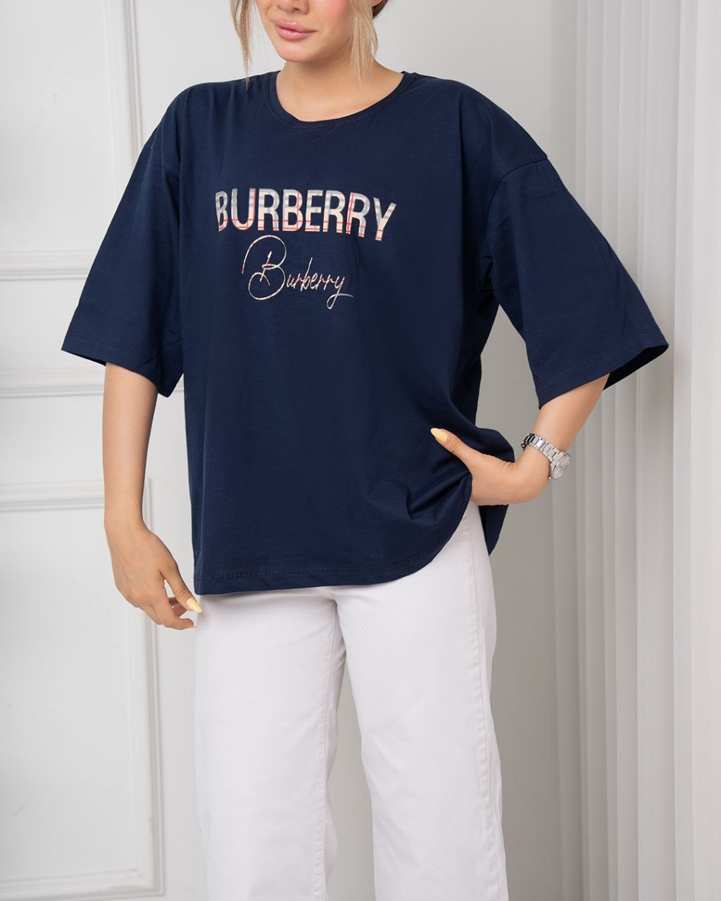 تیشرت باکسی Buberry سرمه ای