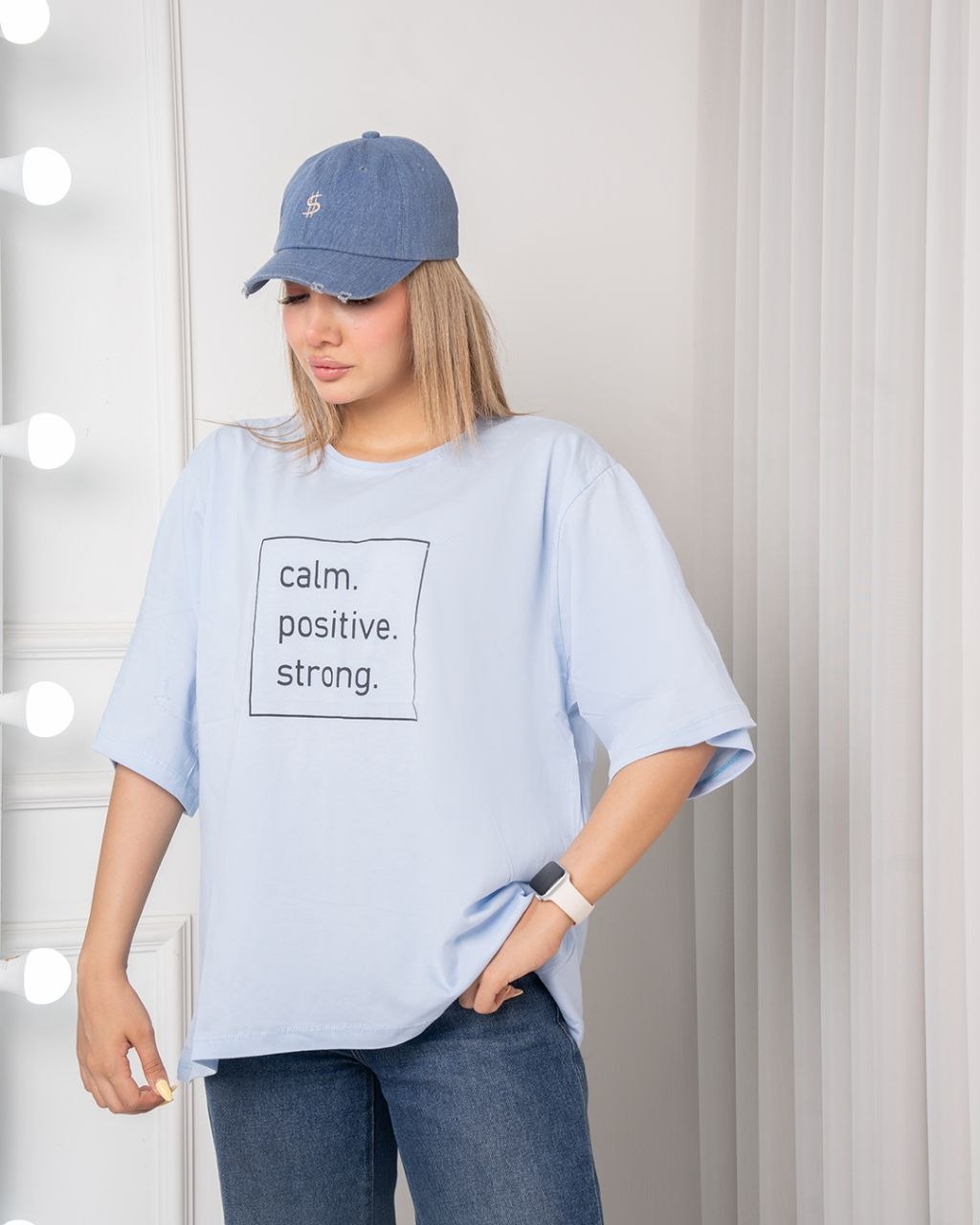 تیشرت باکسی calm آبی روشن