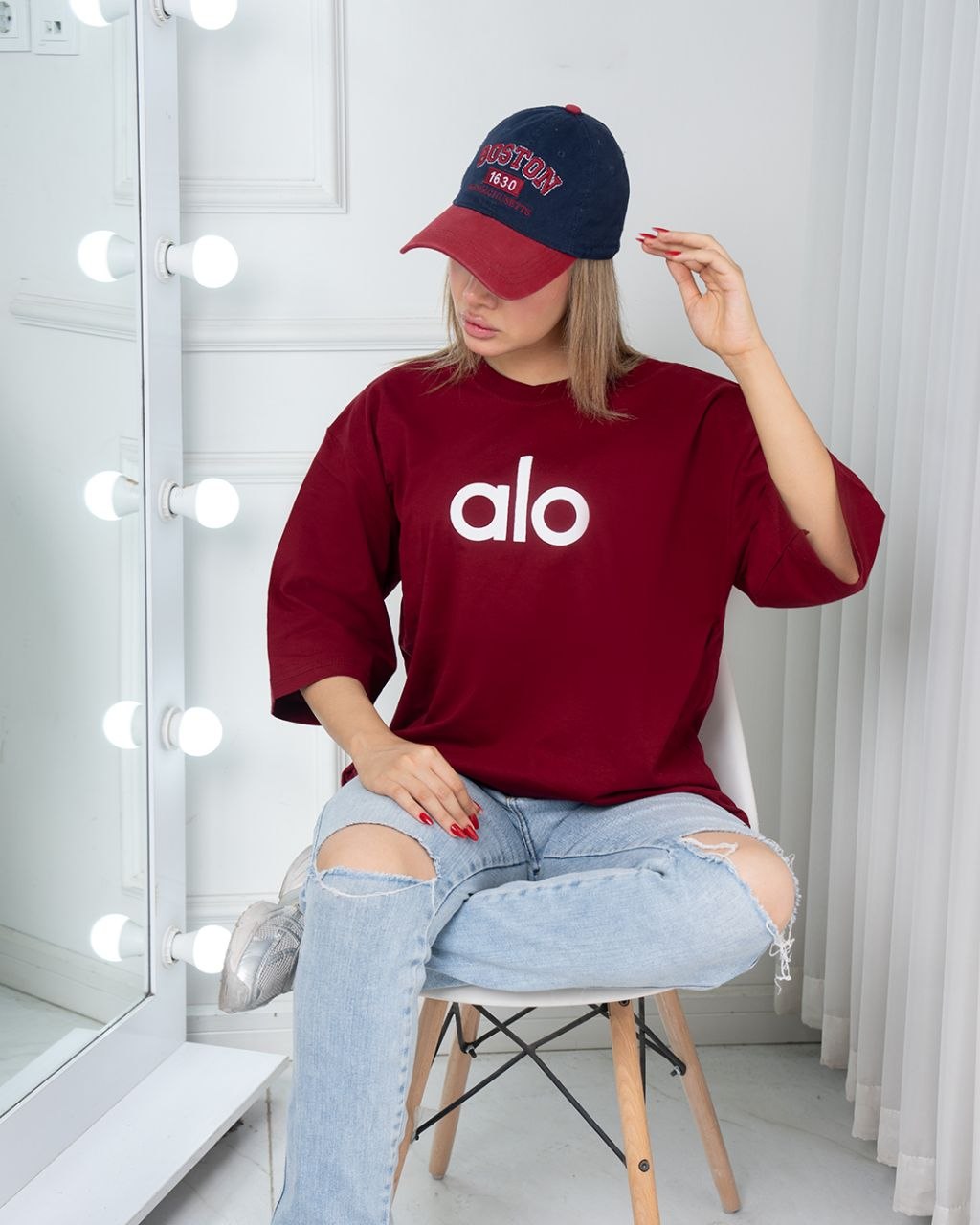 تیشرت باکسی alo آلبالویی