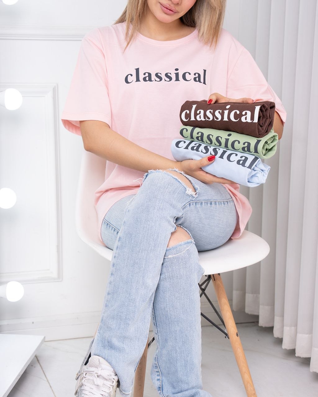 تیشرت قوار دار classical صورتی