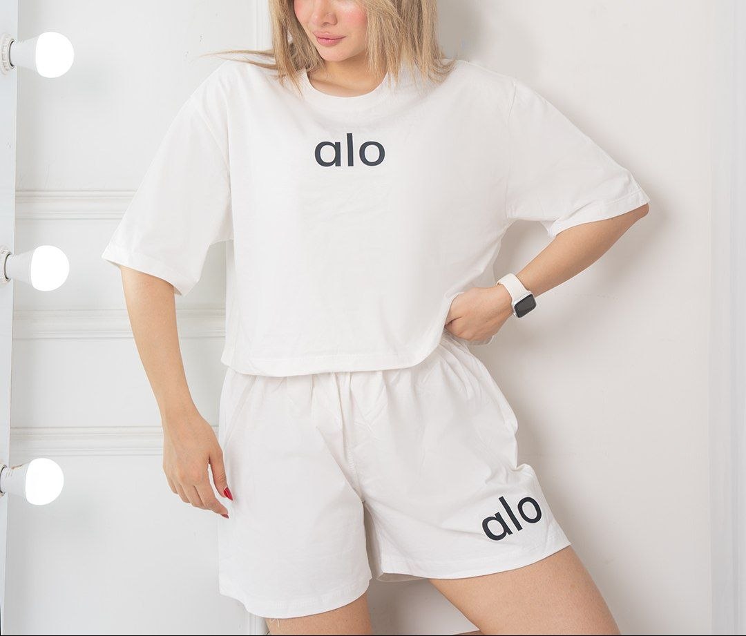 ست تیشرت و شلوارک alo سفید