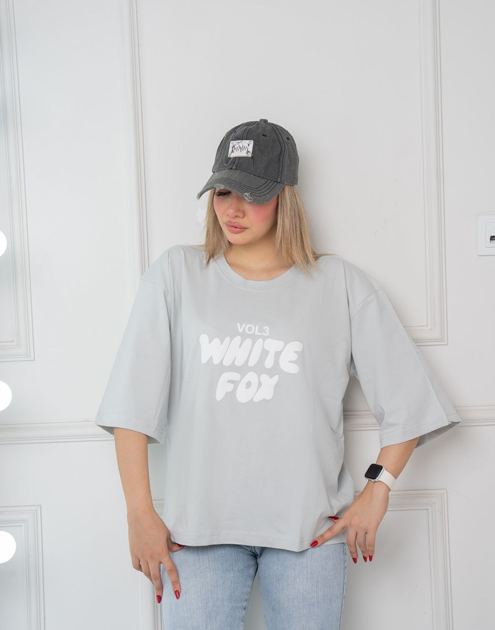 تیشرت باکسی fox طوسی